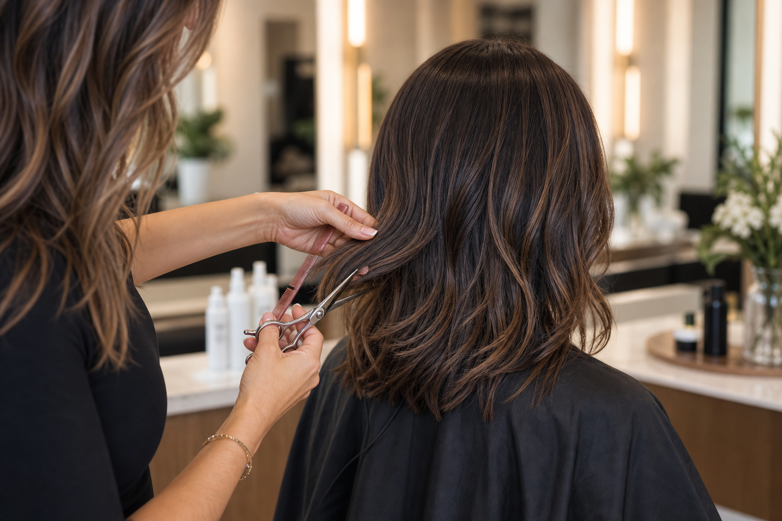 Precision haircut and professional styling